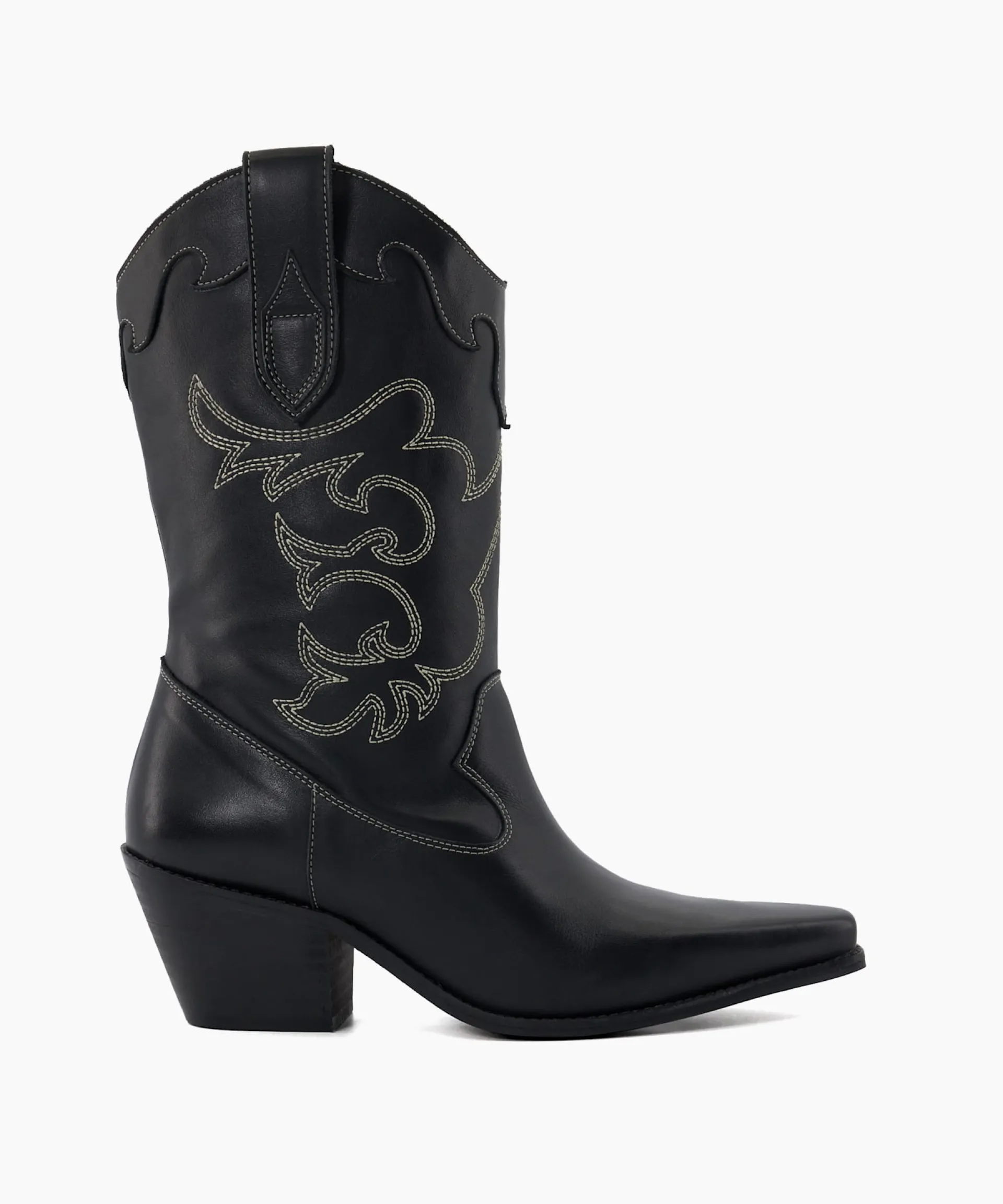 Dune London Western Cowboy Boots>Prickly - Black Black Leather